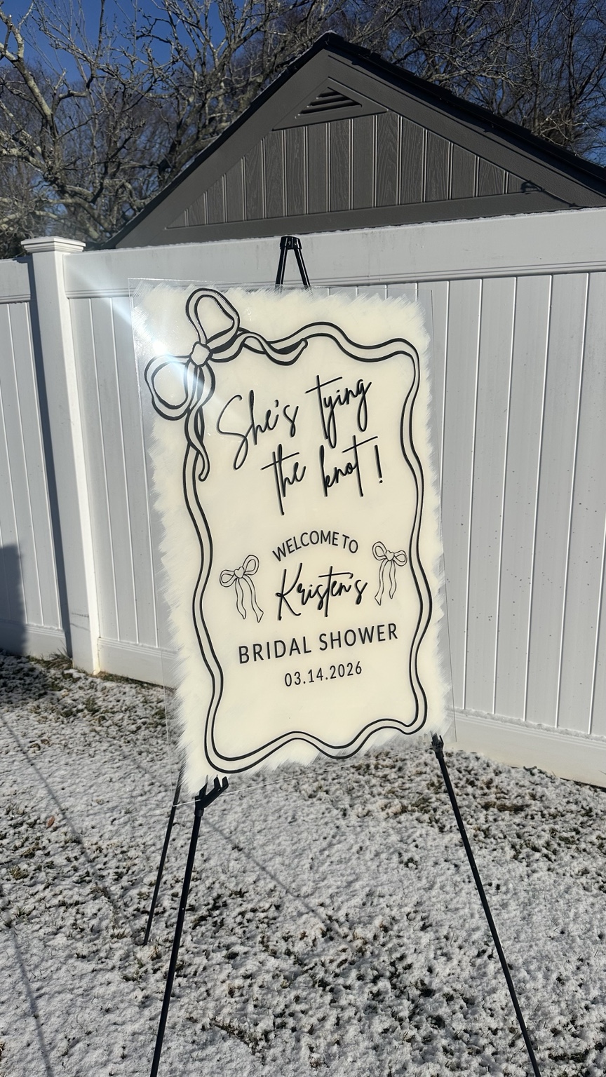 She's tying the knot custom bridal shower welcome sign