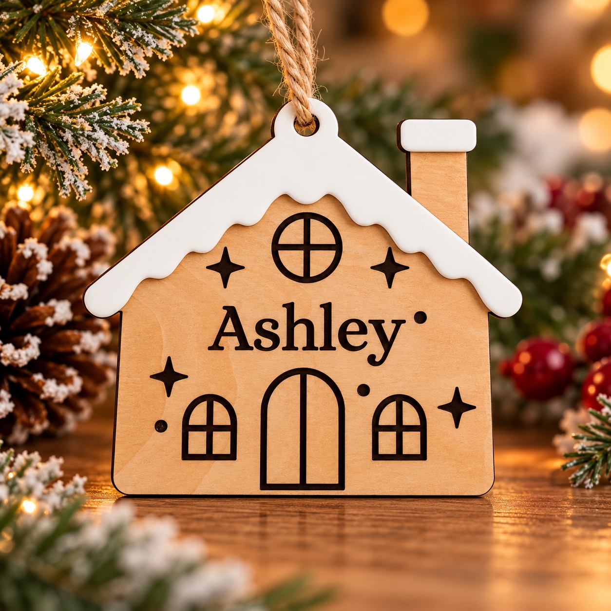 Personalized gingerbread house ornament